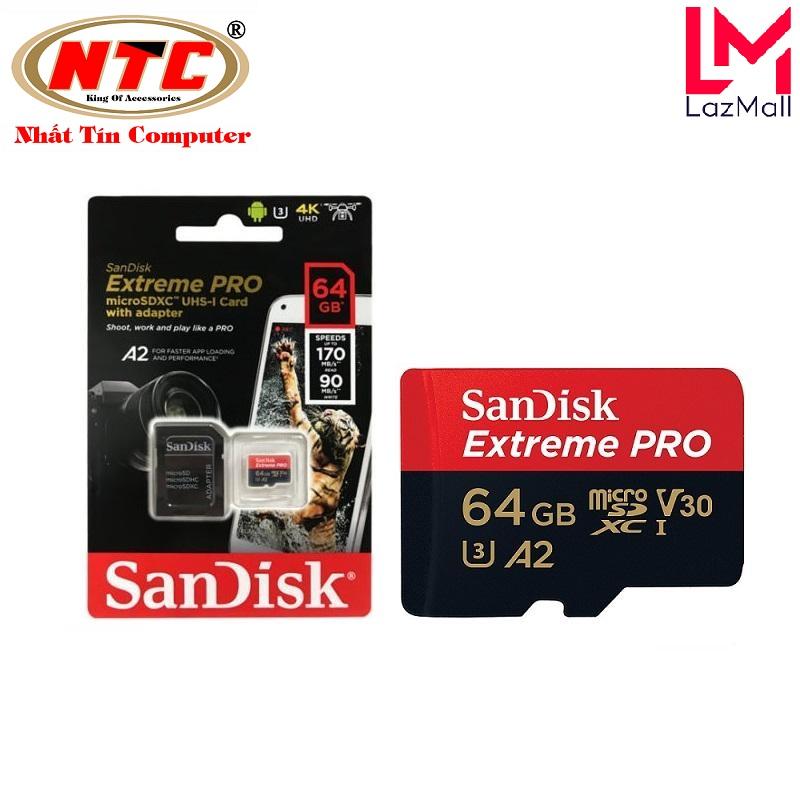 Thẻ Nhớ MicroSDXC SanDisk Extreme Pro 64GB A2 V30 U3 4K R170MB/s W90MB/s (Đen đỏ) - Nhat Tin Authorised Store