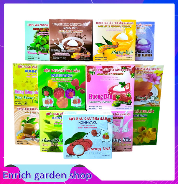 ( Hỏa Tốc HCM ) Bột Thạch Rau Câu Pha Sẵn KONNYAKU Hộp 140g Đủ Vị Trái Cây