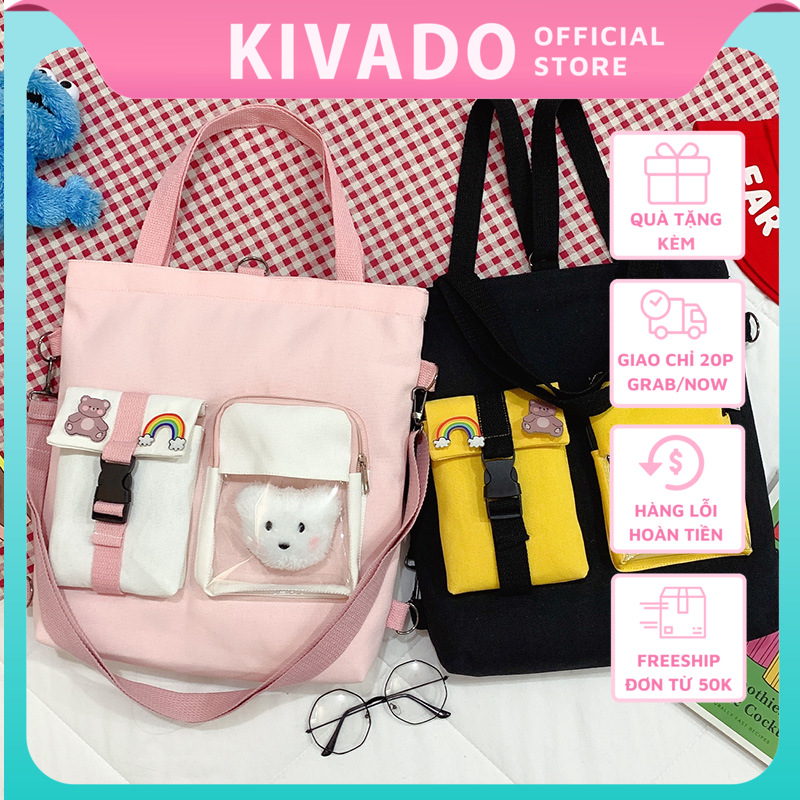 Túi vải canvas tote đeo chéo dành cho nữ đi học đi làm đi chơi TV03