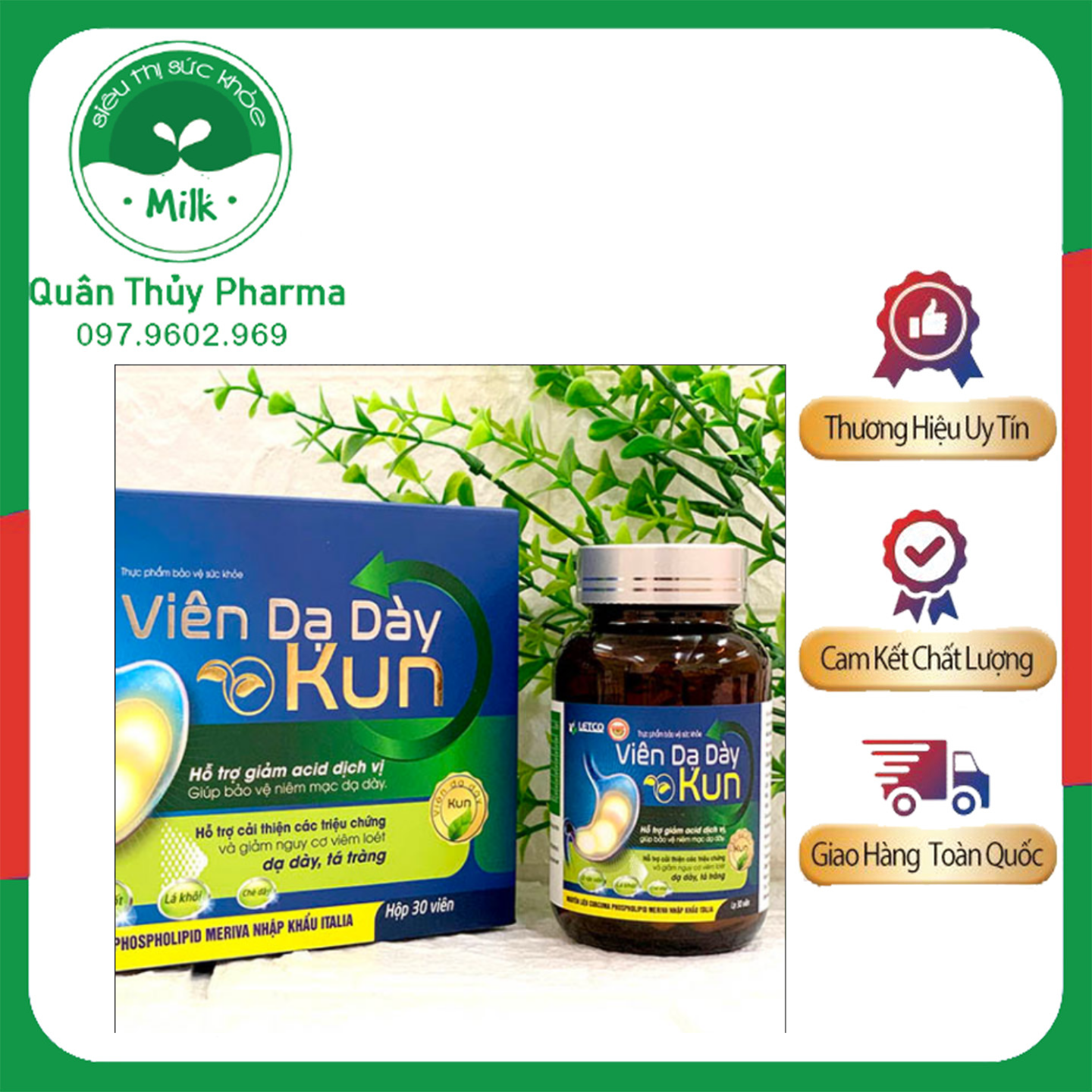 Viên dạ dày kun hỗ trợ giảm acid dịch vị, giúp bảo vệ niêm mạc dạ dày