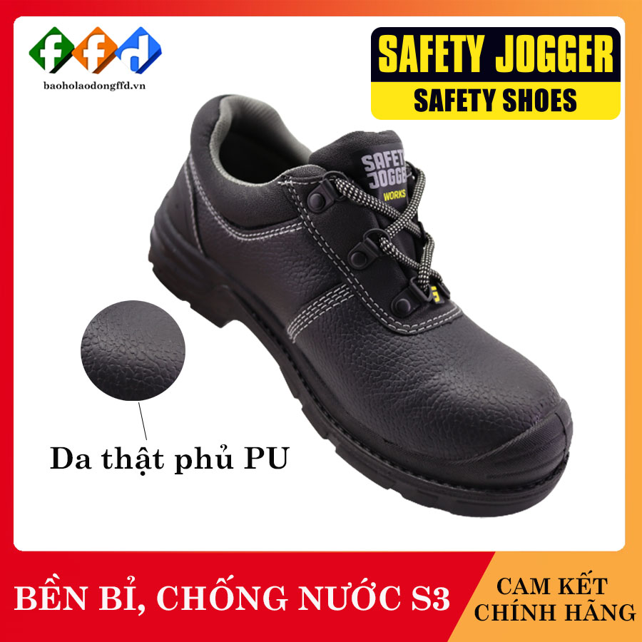 Giày bảo hộ lao động nam Jogger Bestrun 231 S3 da bò bền bỉ, thoáng khí,chống nước, cấu tạo phi kim nhẹ [FFD]