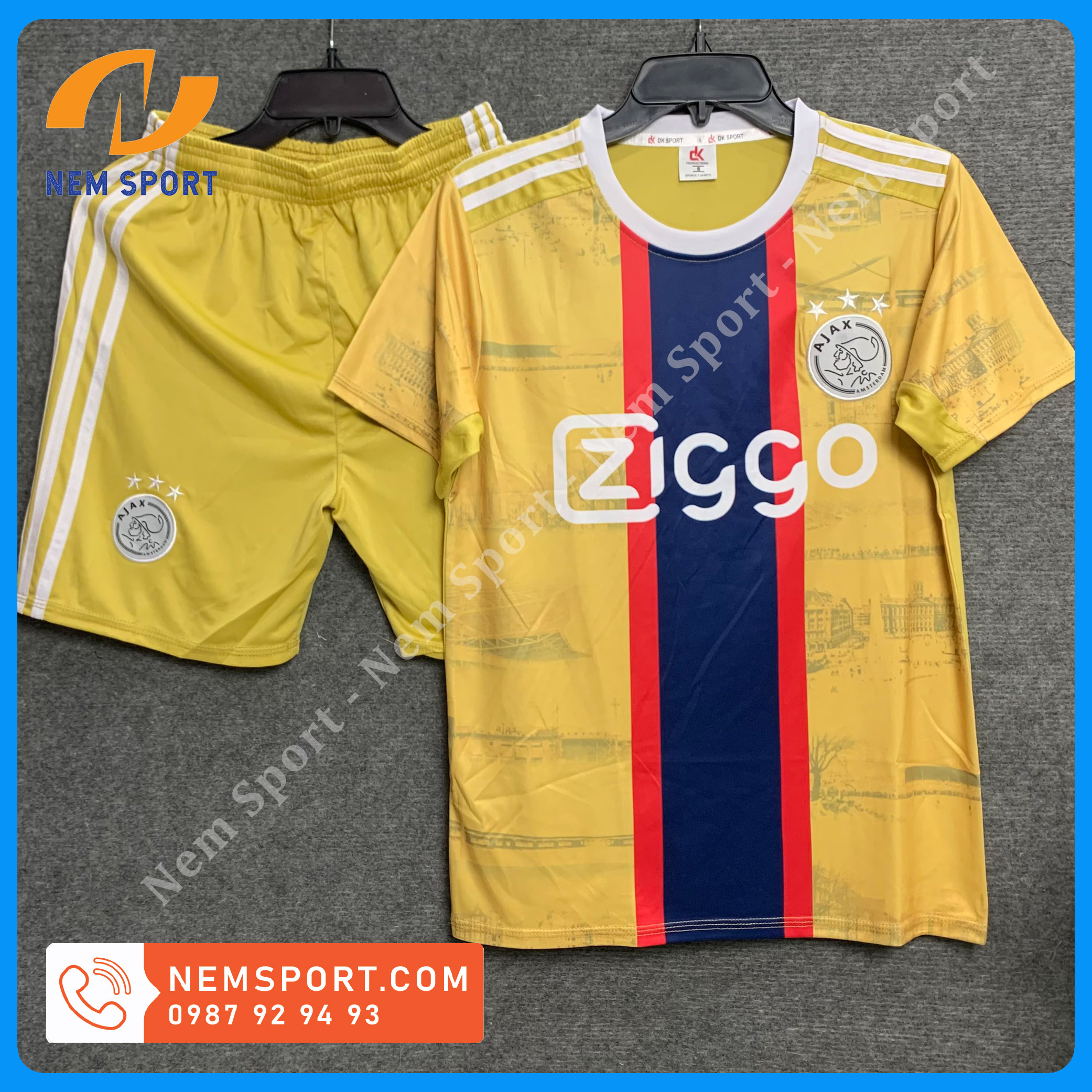 Áo đá bóng clb ajax màu vàng đồng sân khách 2022