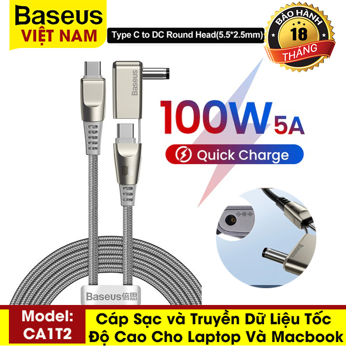 Cáp DC Sạc Cáp Cấp Nguồn cho Laptop Điện Thoại Di Động cáp USB C Sạc Nhanh 100W 2in1 USB C sang Type C