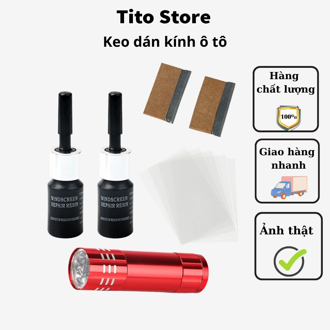 Keo Dán Kính Ô Tô Dung Dịch Phục Hồi Vết Nứt Trên Kính Chắn Gió Xe Ô Tô (2 lọ keo)