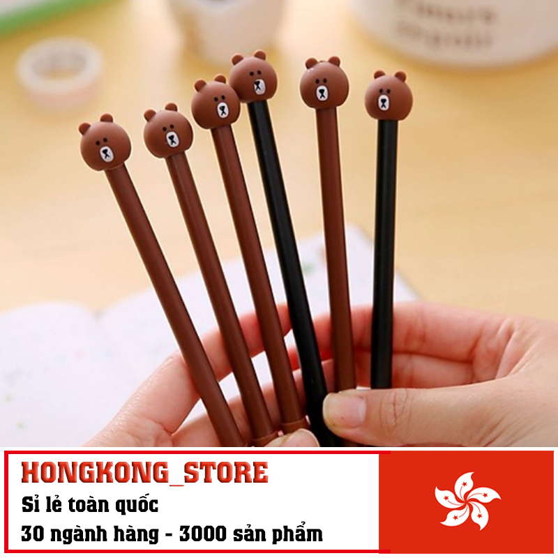 Bút bi viết gấu nâu siêu dễ thương - bút bi nước văn phòng mực đen