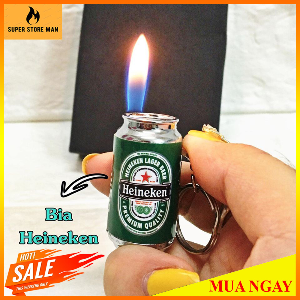 [HCM][HOT] Bật Lửa Hộp Quẹt - Móc Khóa Mini Hình Lon Nước – Bật Lửa Hộp Hộp Quẹt Sài-Gas- Độc Đáo – Móc Khóa Nhỏ Gọn Tiện Lợi #Heineken