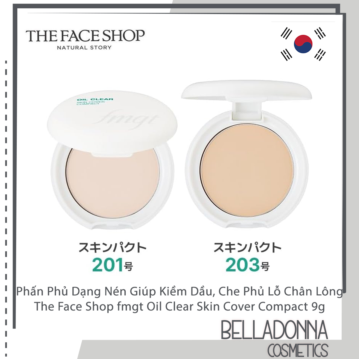 Phấn Phủ Dạng Nén Giúp Kiềm Dầu, Che Phủ Lỗ Chân Lông The Face Shop fmgt Oil Clear Skin Cover Compact 9g