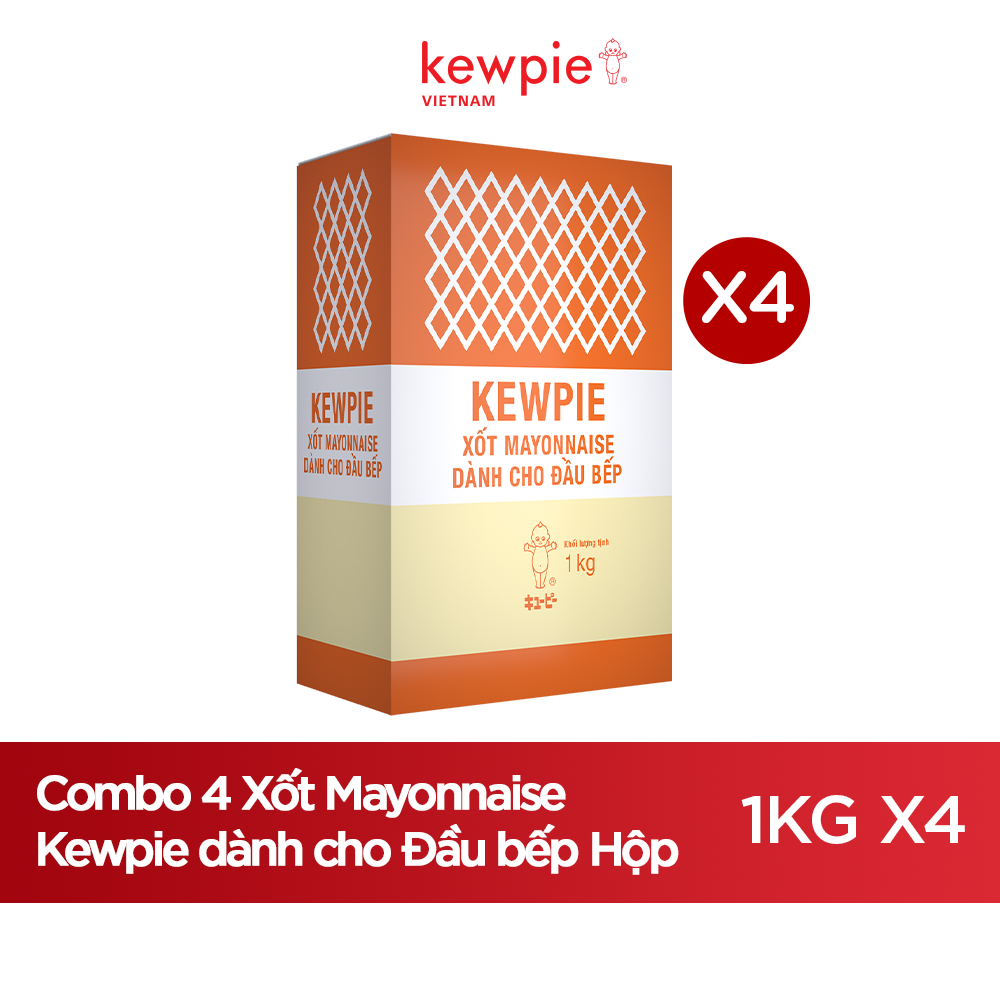 Combo 4 Xốt Mayonnaise Kewpie dành cho Đầu bếp Hộp 1kg