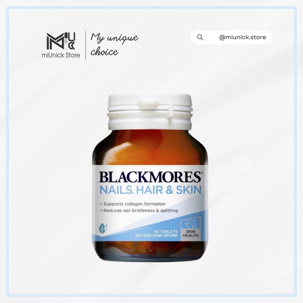Viên uống đẹp da, tóc, móng blackmores nail, hair, skin hộp 60 viên.