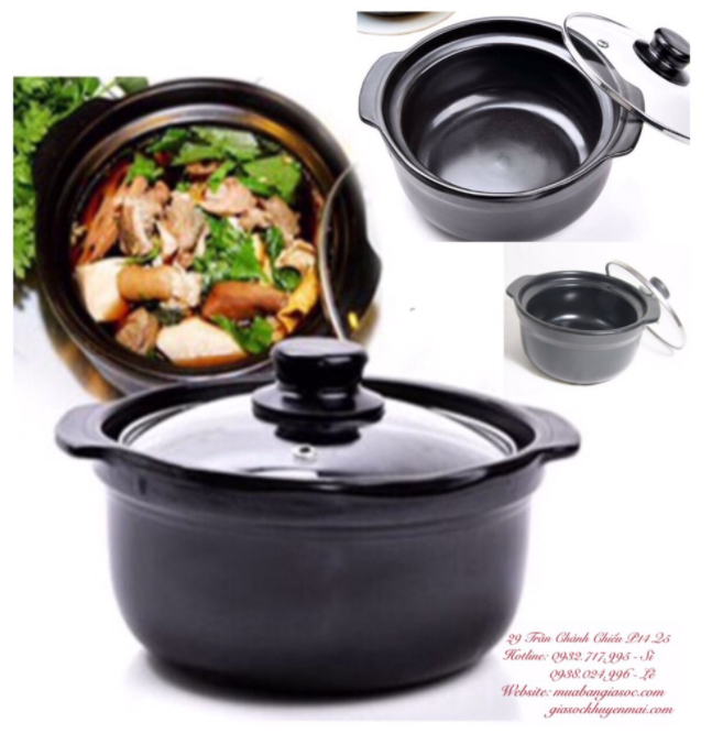 Nồi đất sứ tráng men cao cấp kho thịt, kho cá - Đa dạng kích cỡ 0.5l, 1l, 1.5l, 2l