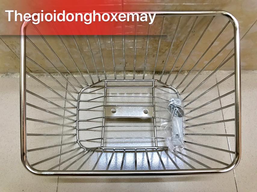 Rổ inox loại nặng 10 ly xe Honda Dream, Super Dream, Cub, Dream lùn sọc đứng (loại 1.45kg)