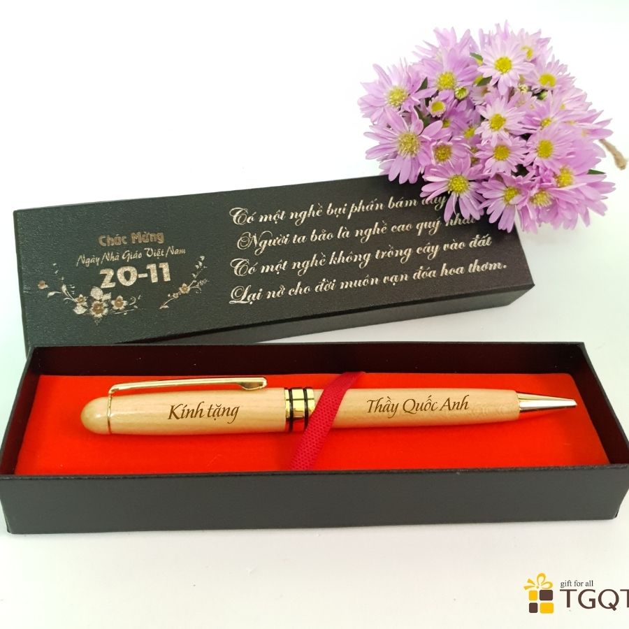 Bút gỗ maple cao cấp khắc chữ theo yêu cầu - thay ruột được sử dụng vô thời hạn - quà tặng ý nghĩa cho dân văn phòng - quà 20/11 tặng thầy cô
