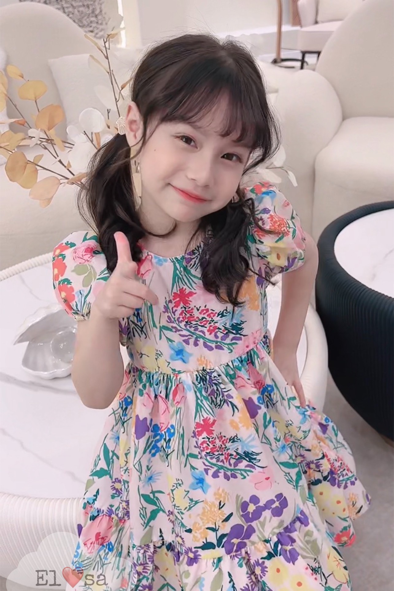 Đầm bé gái - Đầm công chúa màu sắc tay bồng thiết kế 3 nơ xinh cho bé từ 1-8 tuổi