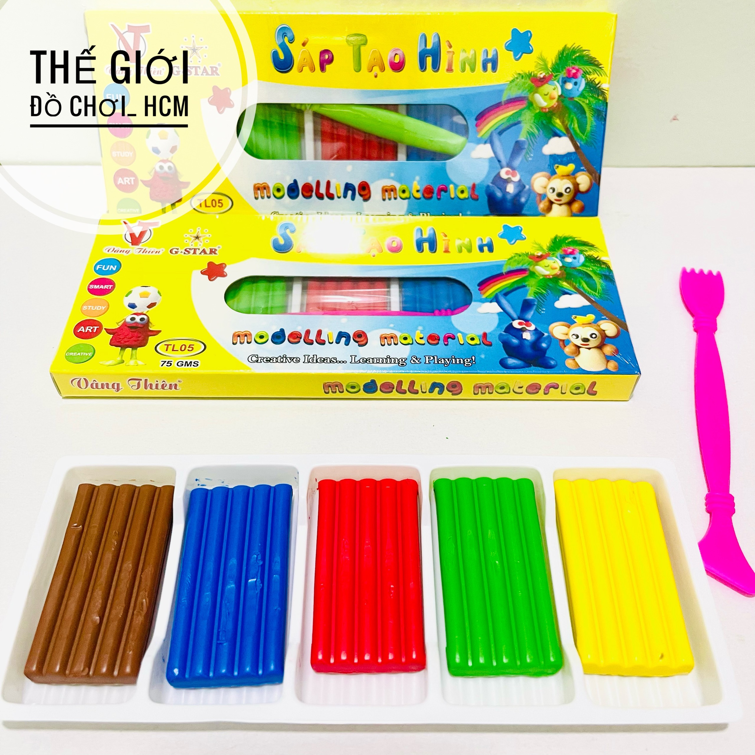 Đất nặn, hộp đồ chơi đất sét g-star , 5 màu ,