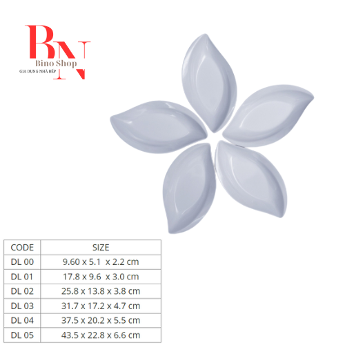 Dĩa Nhựa Melamine Hình Lá Màu Trắng