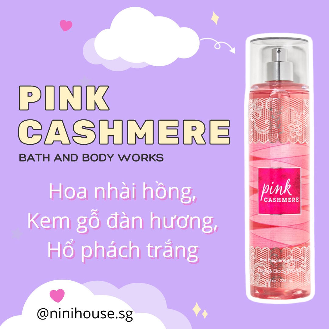 Xịt thơm toàn thân body mist bath and body works mùi pink cashmere 236ml