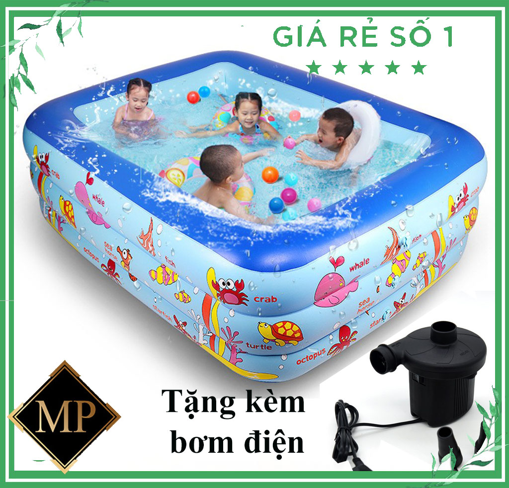 Bể bơi bơm hơi, bể bơi mini gia đình, Bể bơi tắm cho trẻ em, Bể bơi phao Cỡ lớn cho bé và gia đình - Bể bơi phao 3 Tầng cỡ lớn loại dày, hồ bơi dành cho em bé.