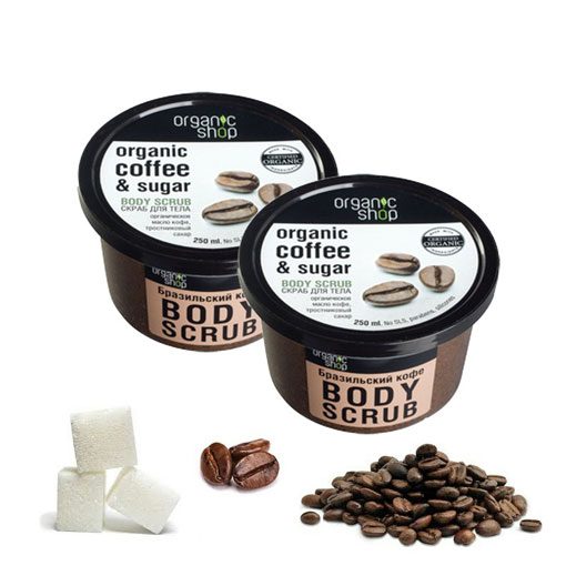 Tẩy da chết body,Tẩy tế bào chết toàn thân Organic coffee & sugar Nga
