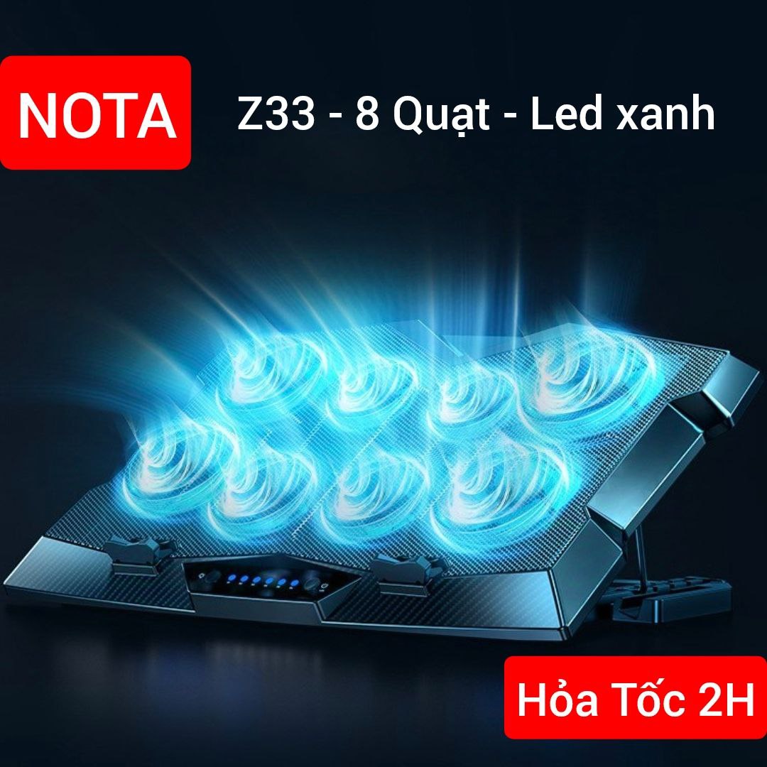  Đế tản nhiệt gaming Cooler RGB Z8 cho LAPTOP MACBook máy tính bảng có đèn LED viền RGB 8 Quạt Mát Nhanh Chạy Mạnh Êm 