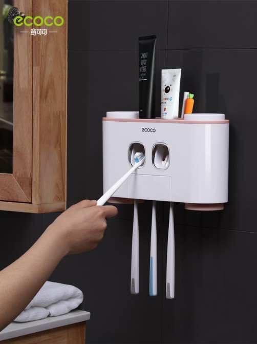 Bộ nhả kem đánh răng tự động 4 cốc cao cấp Ecoco sang trọng