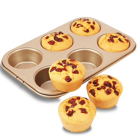 [CHỐNG DÍNH TỐT] KHUÔN NƯỚNG BÁNH BÔNG LAN CUPCAKE 6 Ô KHÔNG DÍNH CHUYÊN NGHIỆP