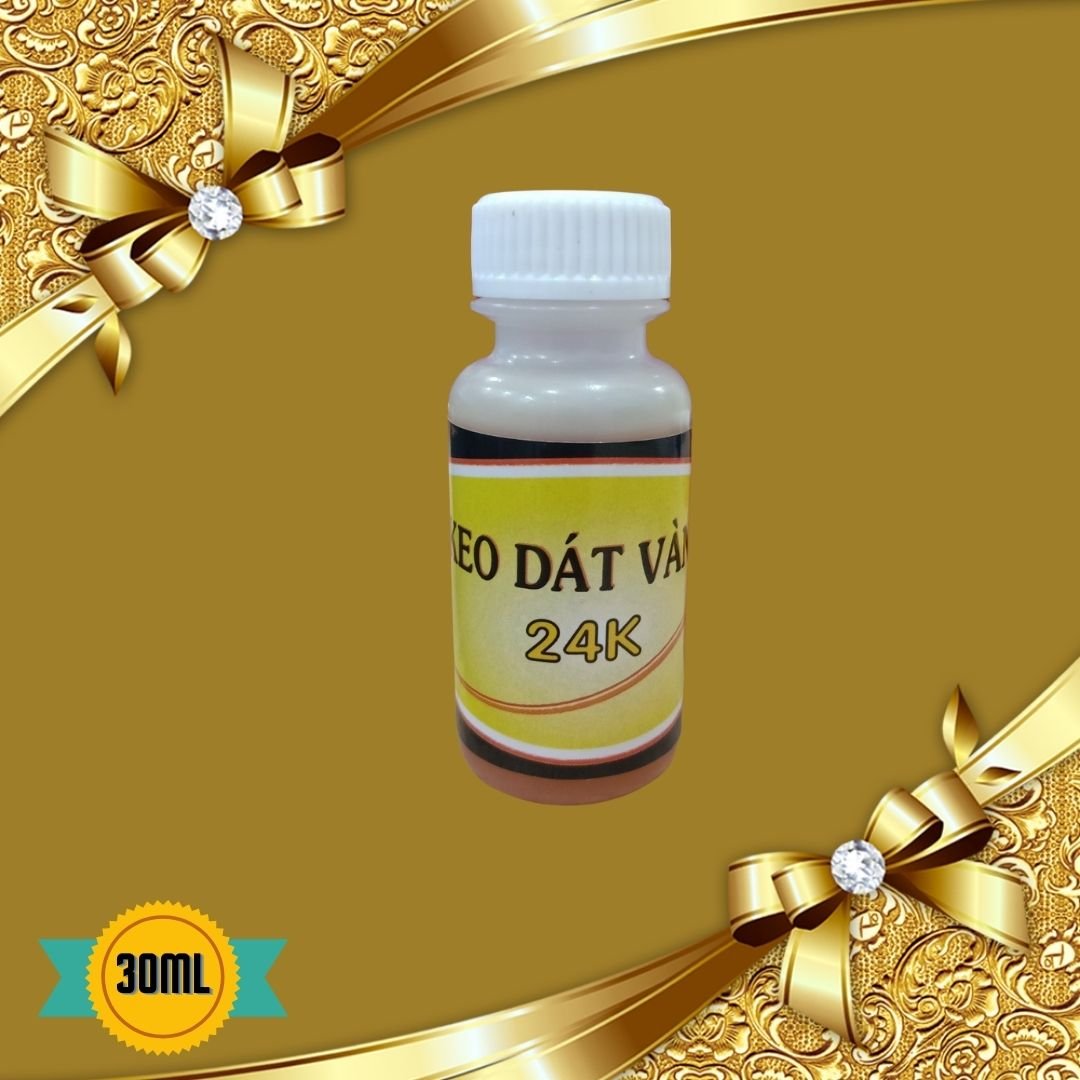 Keo dát vàng 24k gốc pu - 30ml chuyên dụng sử dụng trong dát vàng thật 24k, dát bạc hoặc dát vàng công nghiệp có thành phần kim loại và vàng công nghiệp thông thường, keo dát được trên nhiều chất liệu như gỗ, kim loại, nhựa, ...