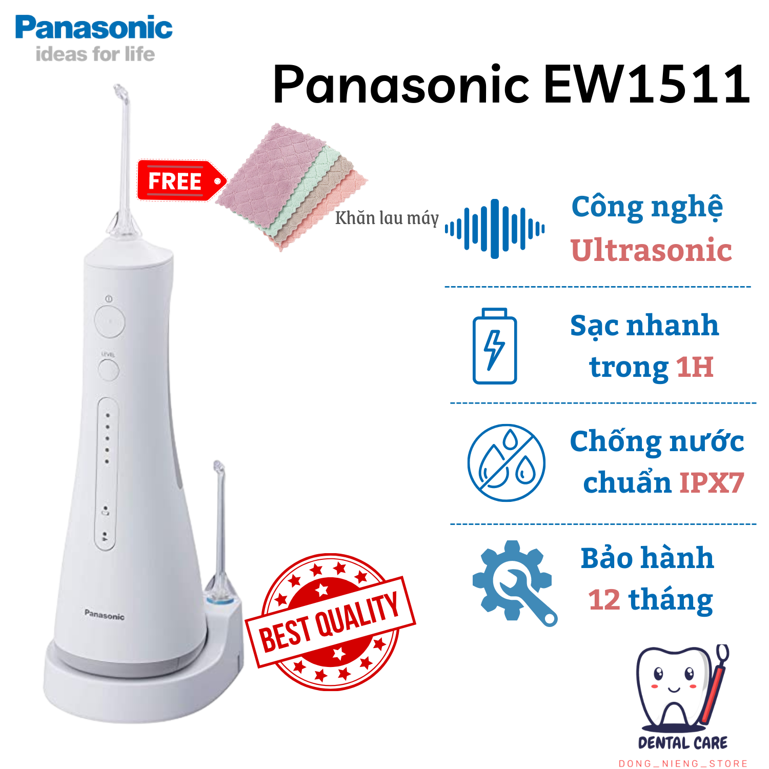 Máy tăm nước Panasonic EW1511, tặng kèm túi đựng máy
