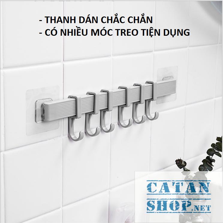 Thanh treo đồ dán tườngtủ quần áo nhà bếp có 6 móc chịu lực tiết kiệm diện tích GD263-MTSC-Thanh