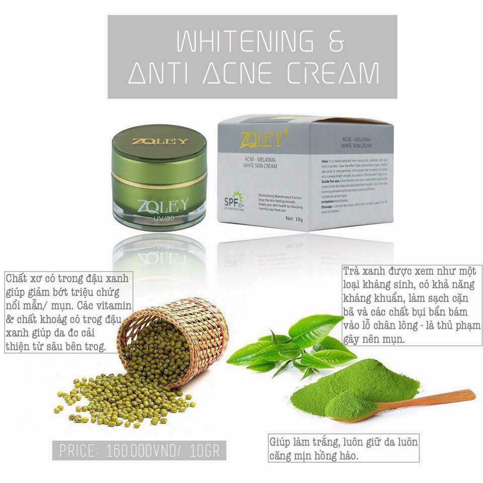 Kem Dưỡng Trắng Da Giảm Mụn Thâm Face Xanh Zoley 10gr