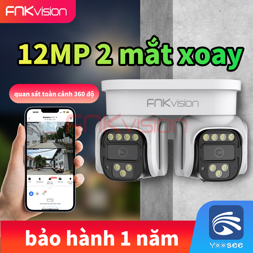 Fnkvision CAMERA WIFI 2 MẮT CÙNG XOAY 360 YOOSEE 12MP - SIÊU ZOOM - ĐẦY ĐỦ TÍNH NĂNG THÔNG MINH - BẢO HÀNH 1 NĂM