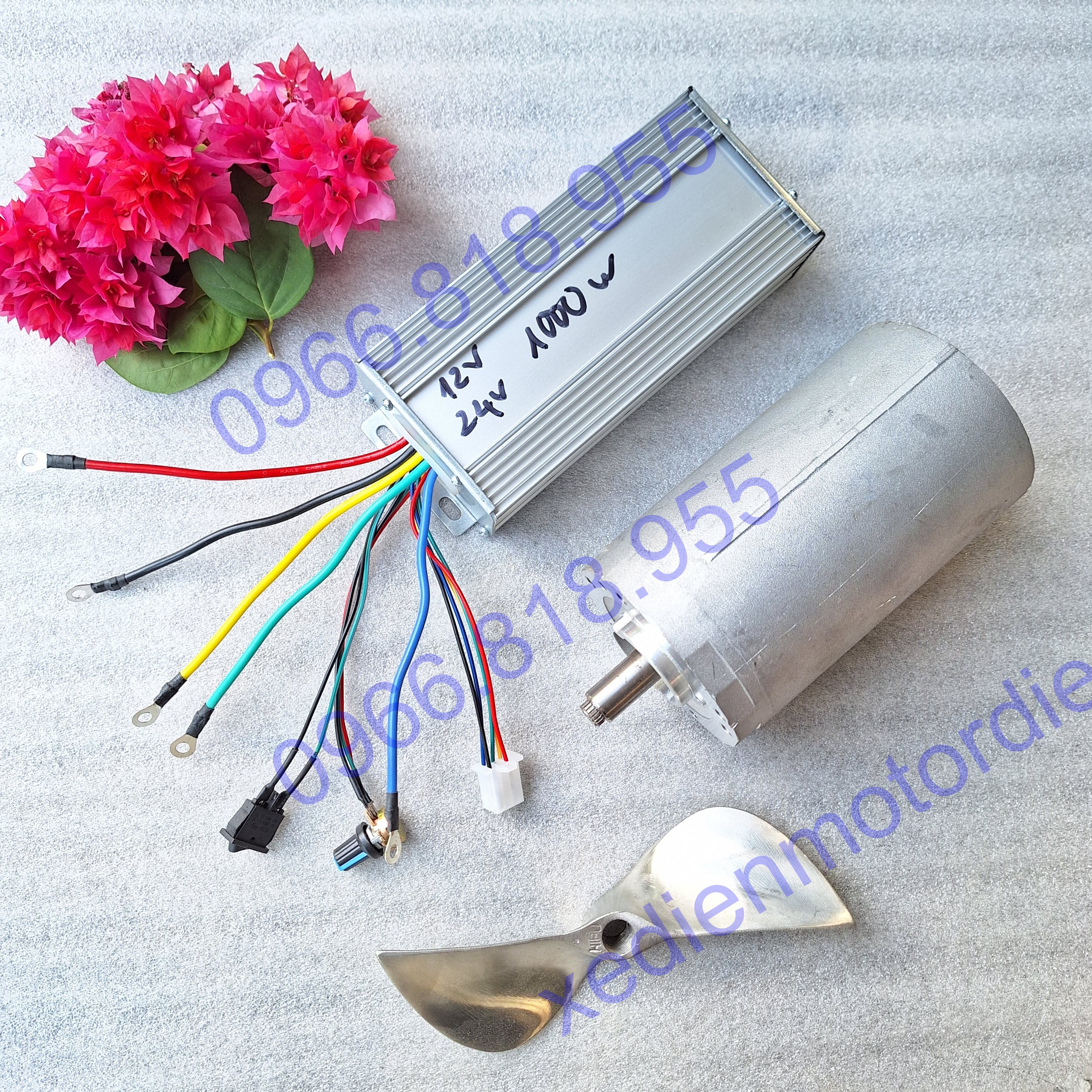 Combo motor chân vịt thuyền 12v 1000w + ic điều tốc + chân vịt - động cơ 12v1000w