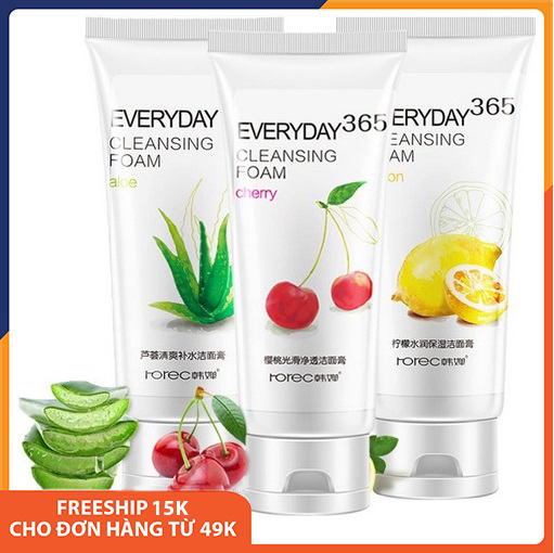 Sữa rửa mặt dưỡng ẩm làm trắng Rorec Everyday Cleansing Foam giúp làm sạch bụi bẩn và tế bào chết, chiết xuất từ các loại hoa quả trái cây lô hội-cherry-chanh, hương dịu nhẹ, thu nhỏ lỗ chân lông, dưỡng trắng da 120g Mely SPU074