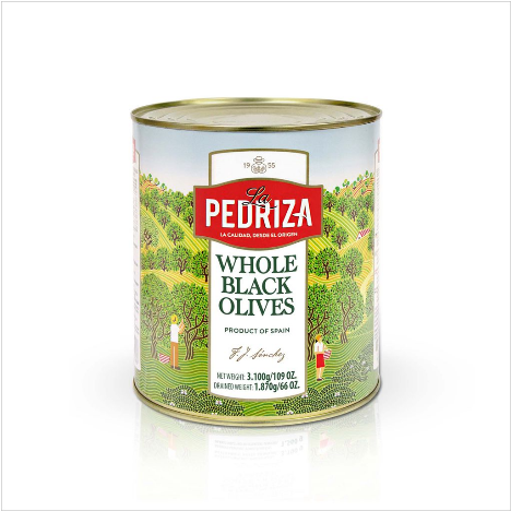 Ô Liu (oliu/olives) đen nguyên trái nhãn hiệu La pedriza - hộp 3kg - Nhập khẩu Tây Ban Nha
