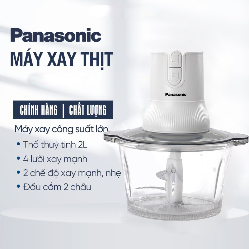Panasonic Máy Xay Thịt Đa Năng 2L, Công suất cao 300W, 4 Lưỡi dao bằng thép，có thể được đặt và có thể được xoắn rau,Máy xay sinh tố, máy xay ăn, máy xay tỏi ớt dặm