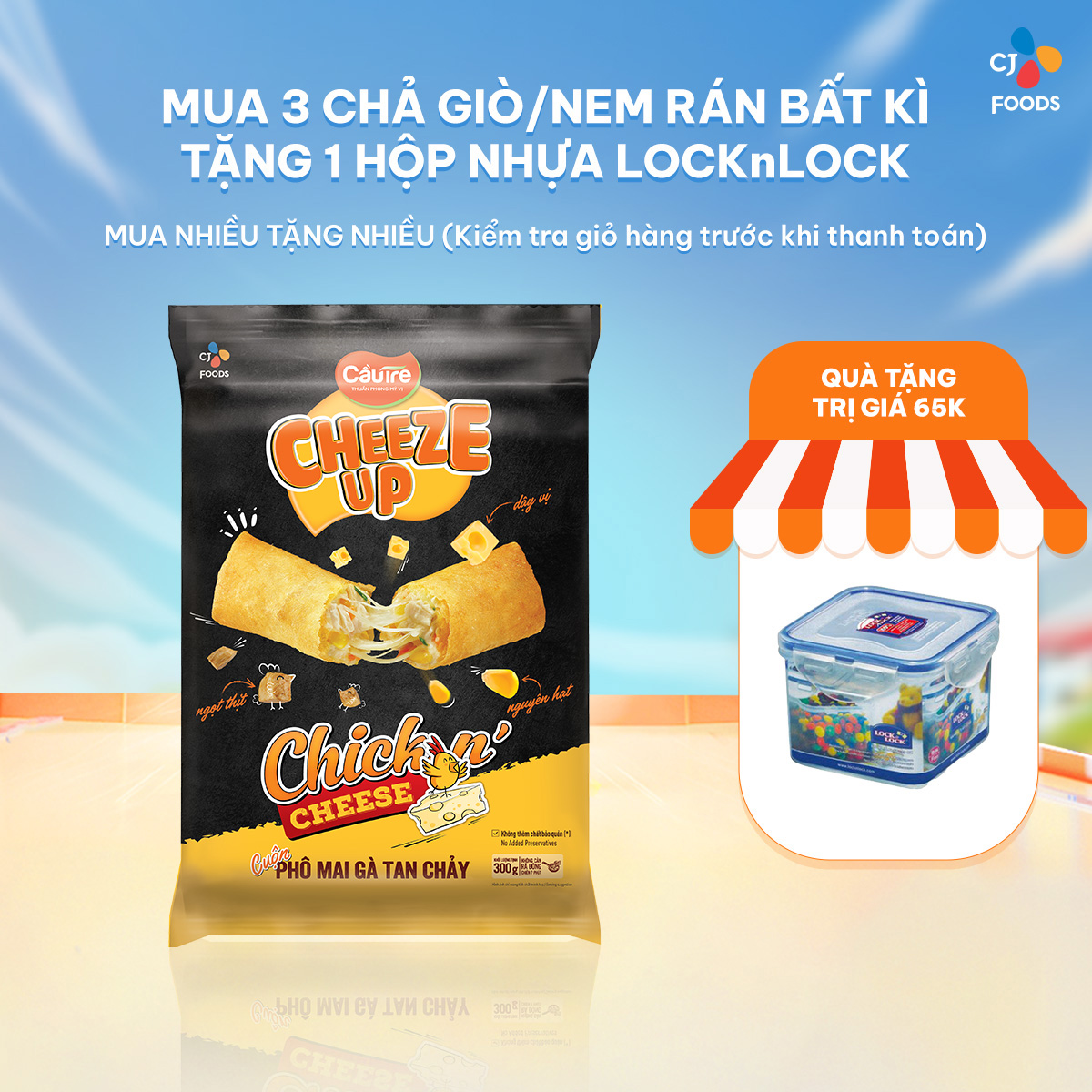 [HCM_HN] Chả giò da xốp Cuộn phô mai Cầu Tre Cheeze Up Gói 300g