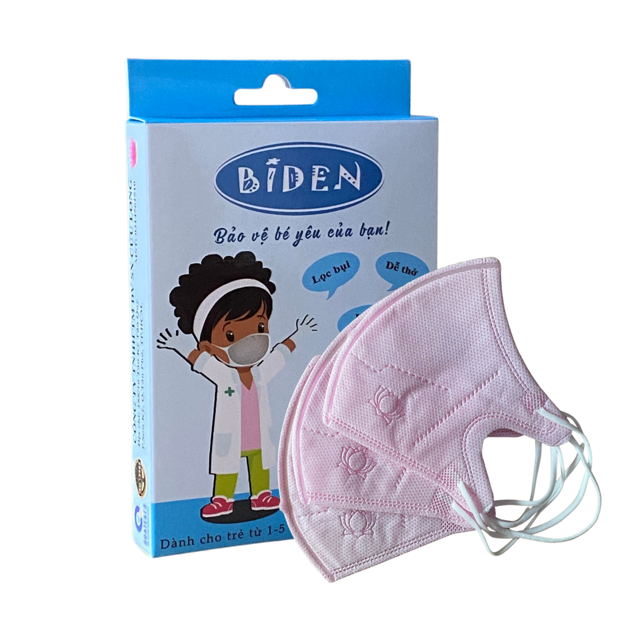  Combo 4 khẩu trang y tế em bé hình cá heo Biden chính hãng Cửu Long Face Mask   Hộp 10 cái   