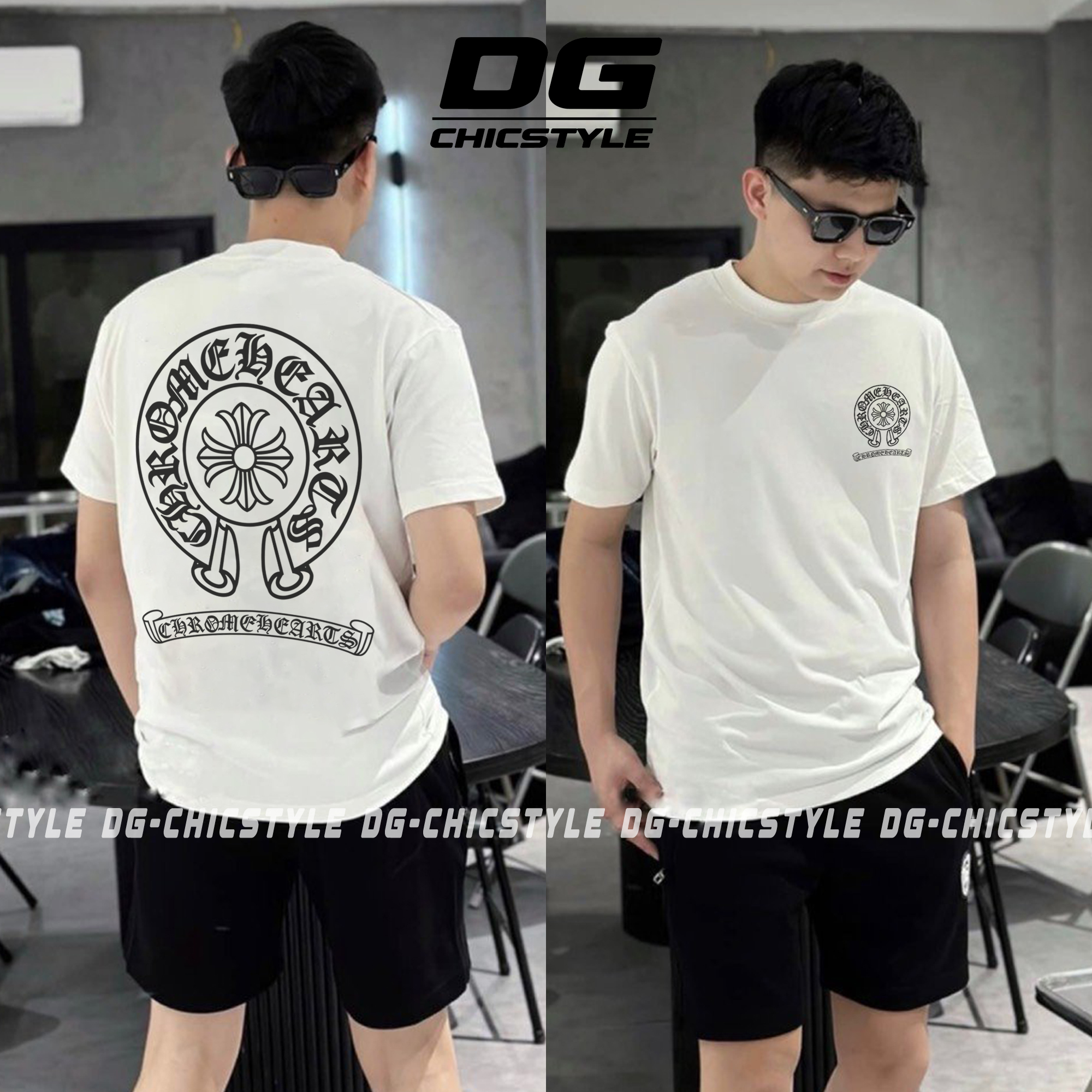Áo Thun Chrome Heart, Áo Thun Uinsex, Áo Thun Form Rộng DG Chicstyle Chất Vải Cotton 100 Định Lượng 250g Không Xù Lông Vải Mềm Mịn
