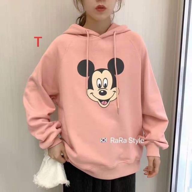 Áo hoodie có mũ in hình chuột mickey dễ thương