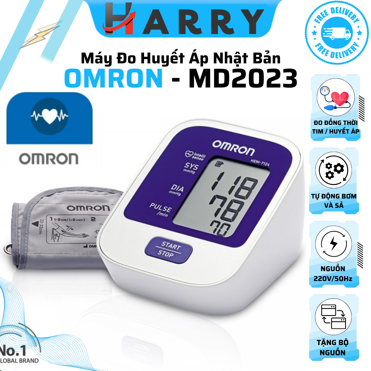 HCM Máy đo huyết áp nhật bản , máy đo huyết áp omron 8712 thế hệ mới Sử