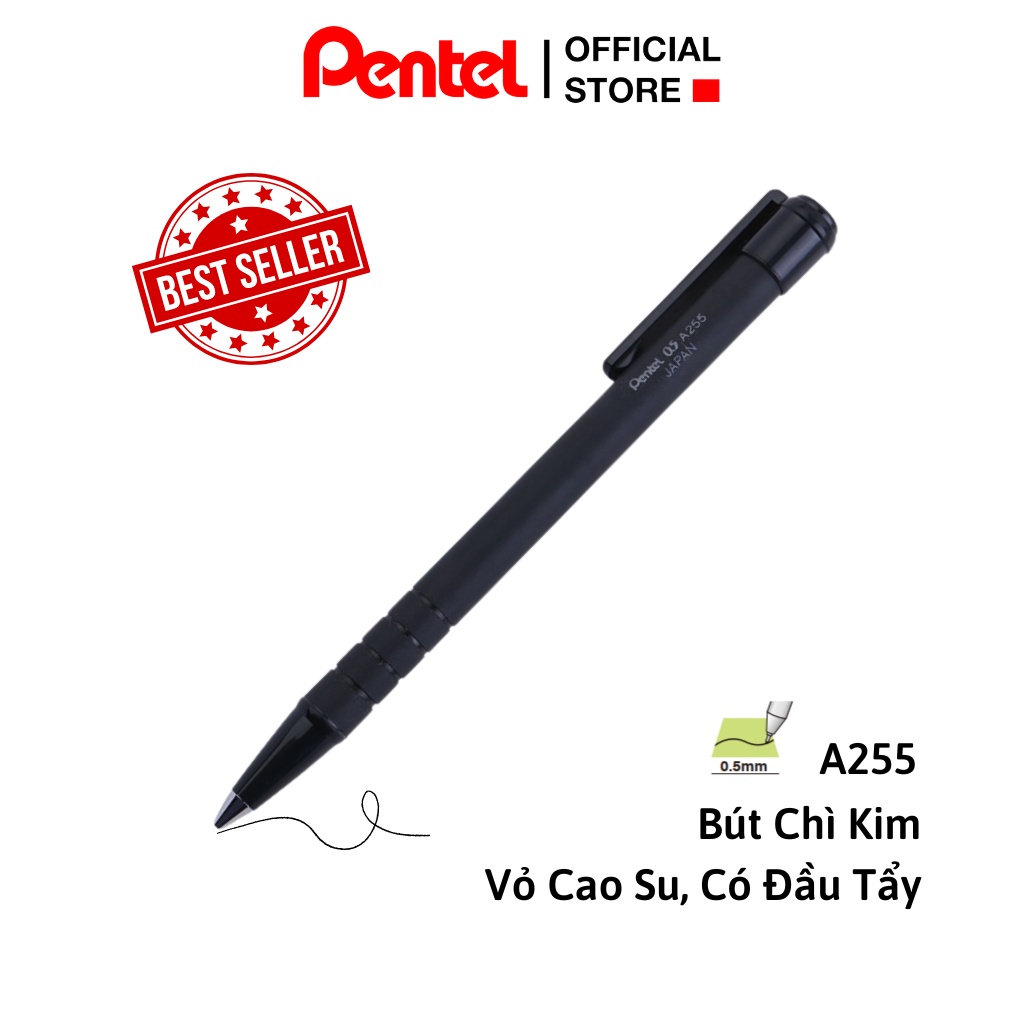 [Best Seller] Bút Chì Kim Bấm Nhật Bản Pentel A255 Ngòi 0.5mm Tiện Lợi - Nhập Khẩu Chính Hãng Từ Nhật Bản