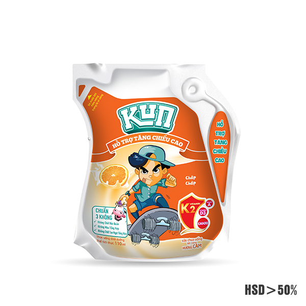 Sữa Chua KUN Hương Cam Túi 110ml Thùng 24 Túi