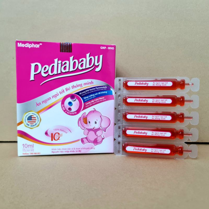 HCM  Pediababy ăn ngon ngủ tốt, bé thông minh giúp bổ sung lysine, vitamin và khoáng chất cho bé - Hộp 20 ống Chính hãng