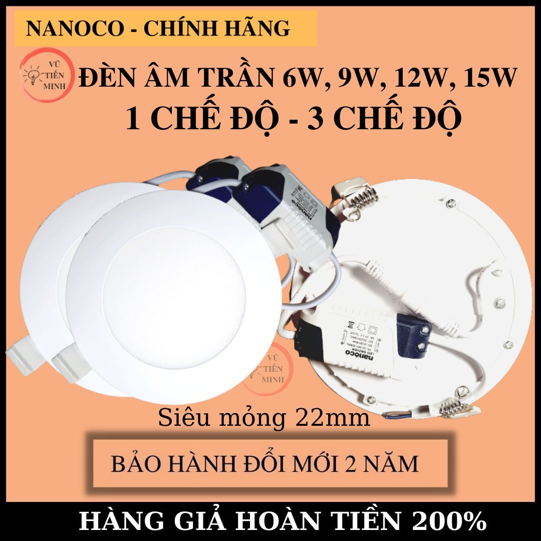 [FreeshipMAX] Đèn LED âm trần 9W, 6W, 12W siêu mỏng Panasonic - Nanoco 1 chế độ trắng, 3 chế độ màu - Hàng chính hãng - bảo hành đổi mới 2 năm NSD06C1, NSD09C1, NSD0961