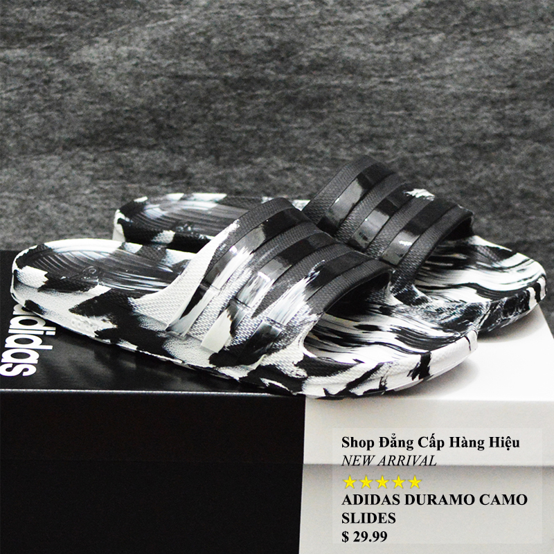 [HCM]Dép đi phượt Adidas Nam Nữ Duramo Camo màu trắng đen sọc bóng