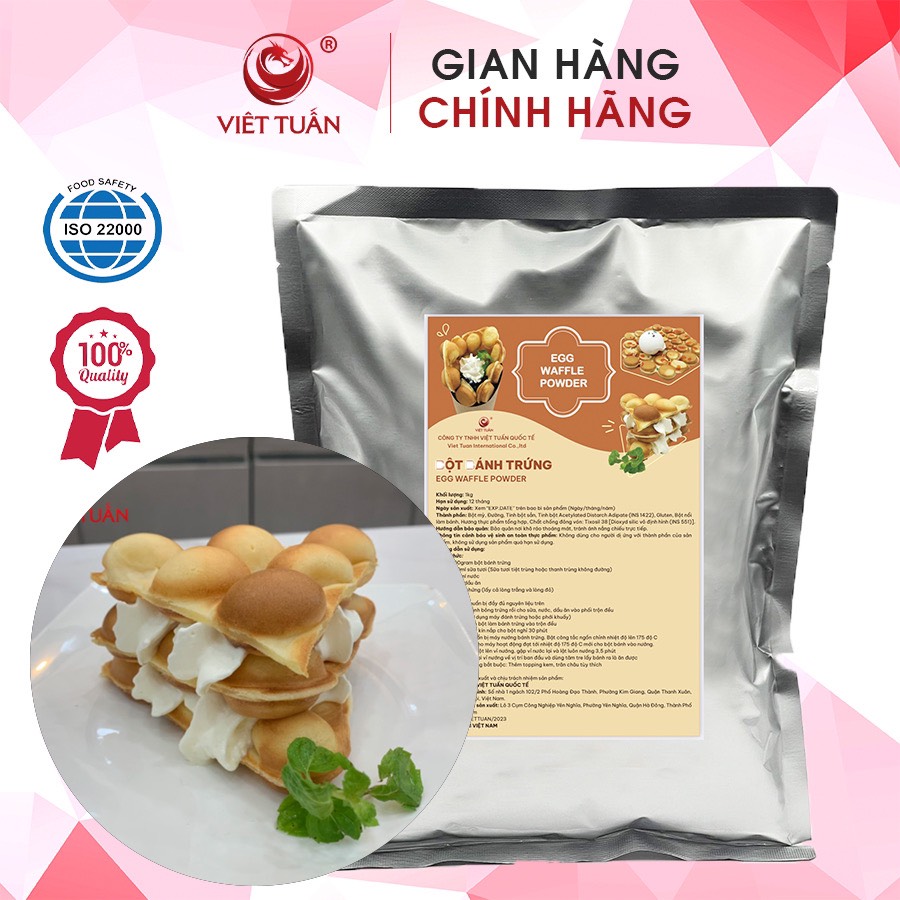 Bột Làm Bánh Đồng Xu 10 won, Bánh Trứng Gà Non Hong Kong Việt Tuấn Gói 1kg