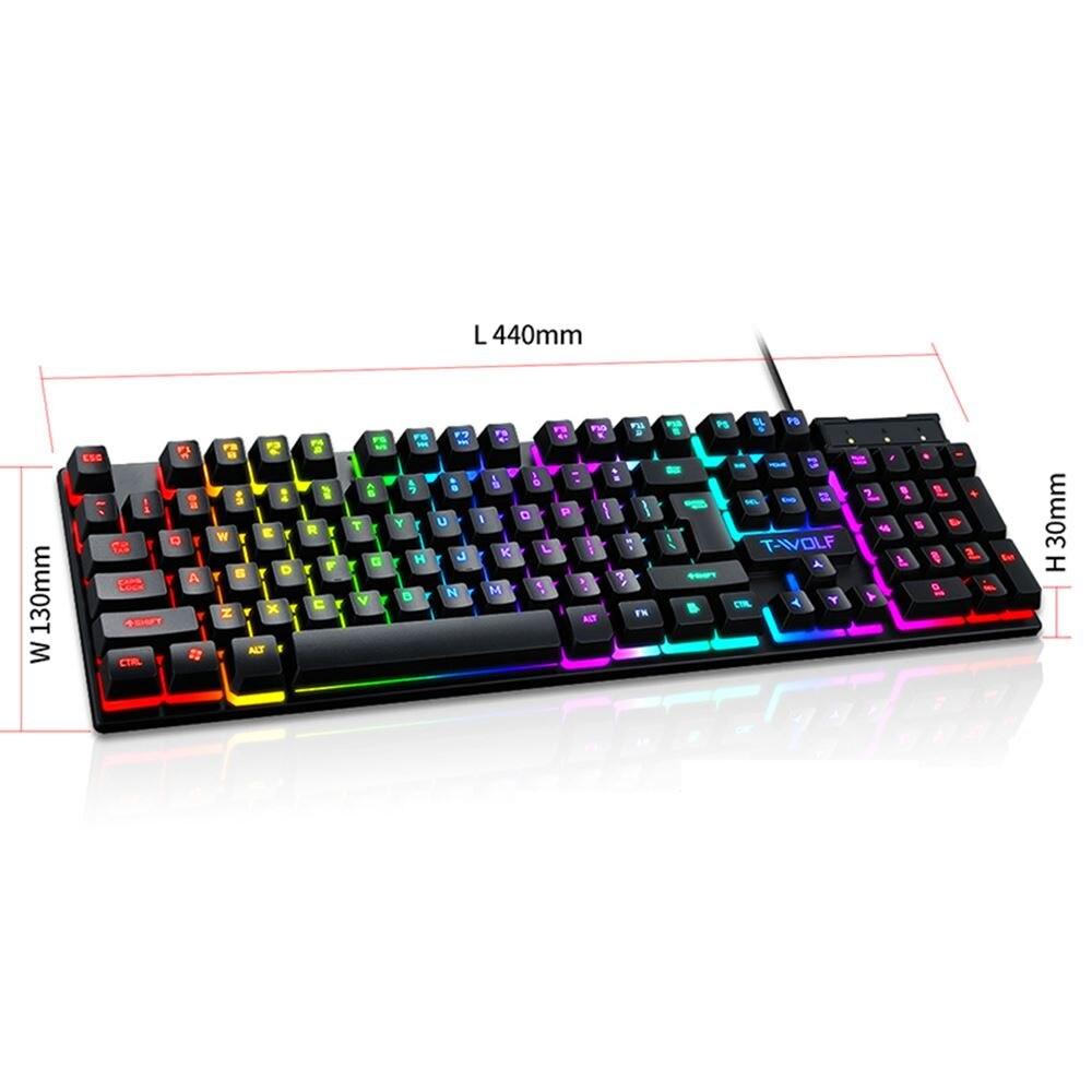 Bàn phím led game T Wolf T20 giả cơ keyboard có đèn 7 màu