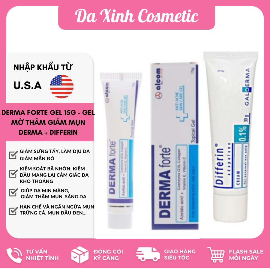 Derma forte gel 15g - gel mờ thâm giảm mụn derma