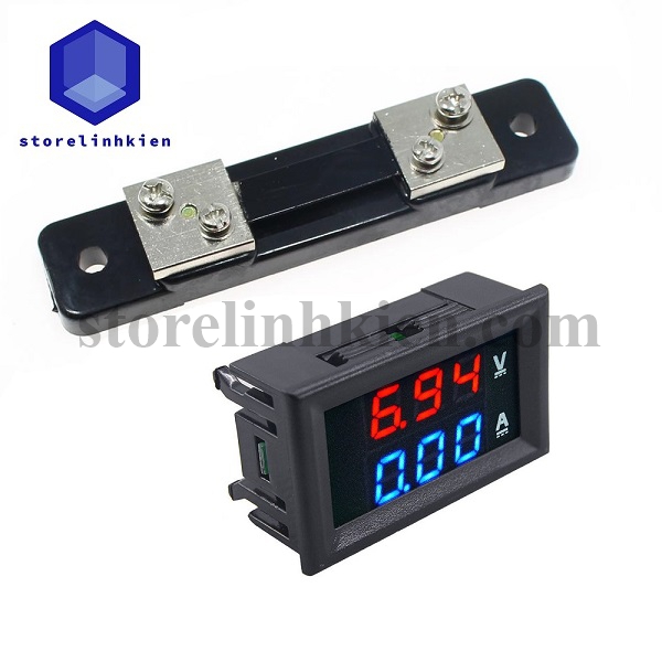 Đồng hồ đo điện áp & dòng áp dc 50a + điện trở shunt