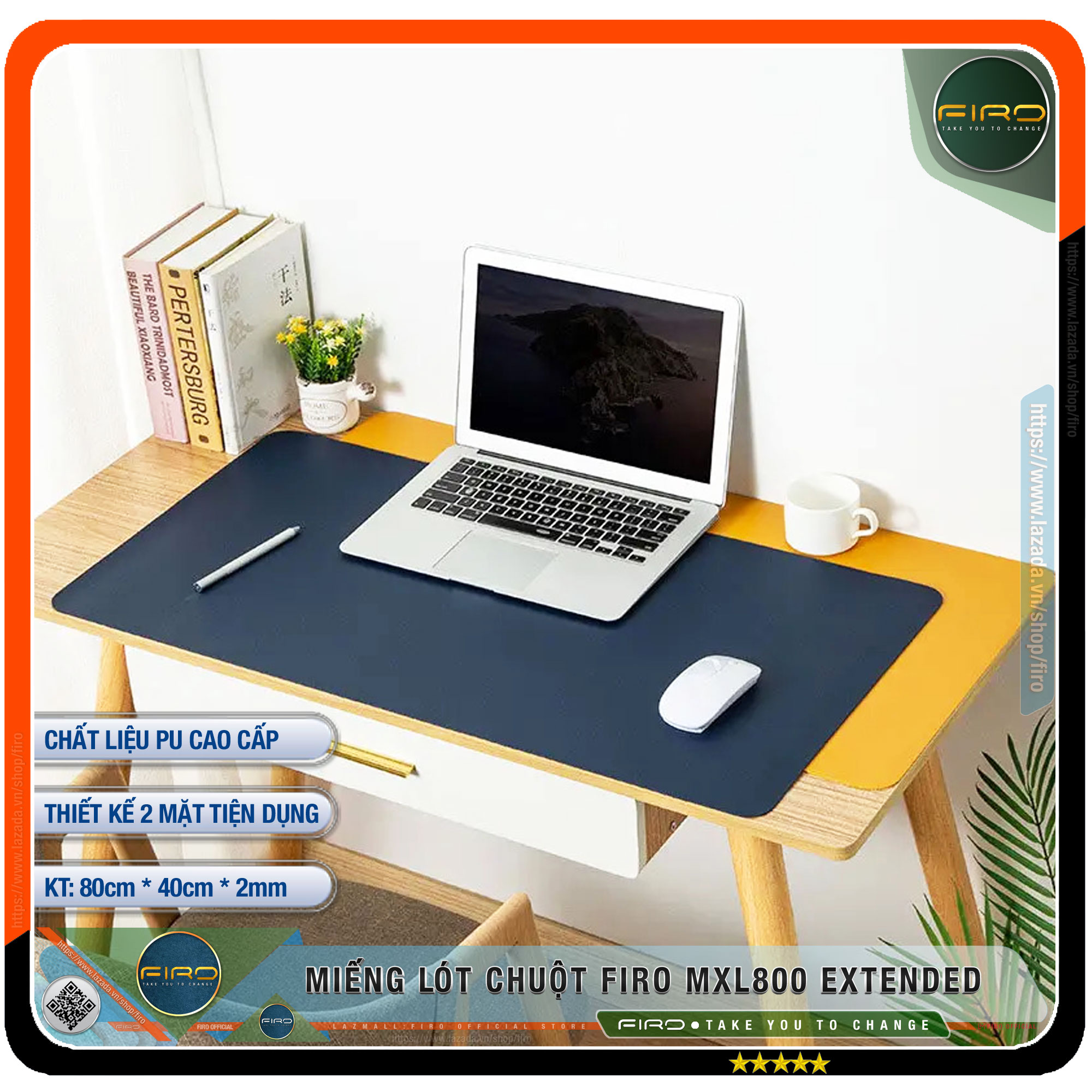 Miếng lót chuột firo mxl800 extended - tấm lót chuột cỡ lớn 2 mặt 80cmx40cm - chất liệu da pu cao cấp - tấm lót chuột và bàn phím chơi game - tấm trải bàn làm việc - hàng chính hãng firo