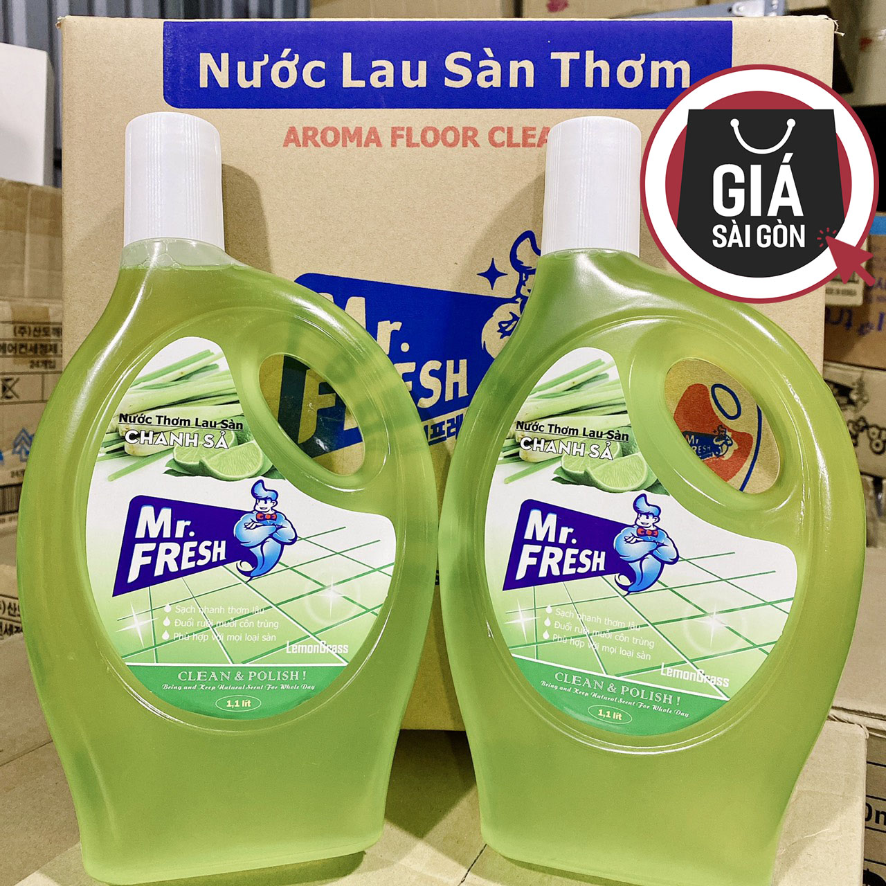 [HCM]Bộ 2 chai nước thơm lau sàn Mr.Fresh 1100ml Hương Chanh sả - Đuổi ruồi muỗi côn trùng GSG442